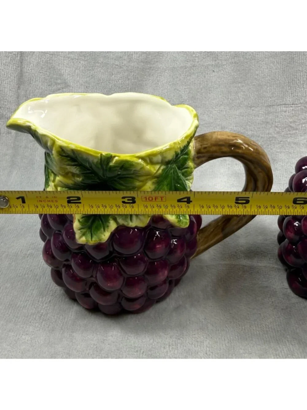 Grape-Themed Ceramic Pitcher Sugar Bowl Set Kitchen Decor Vintage 2 Piece Set KK